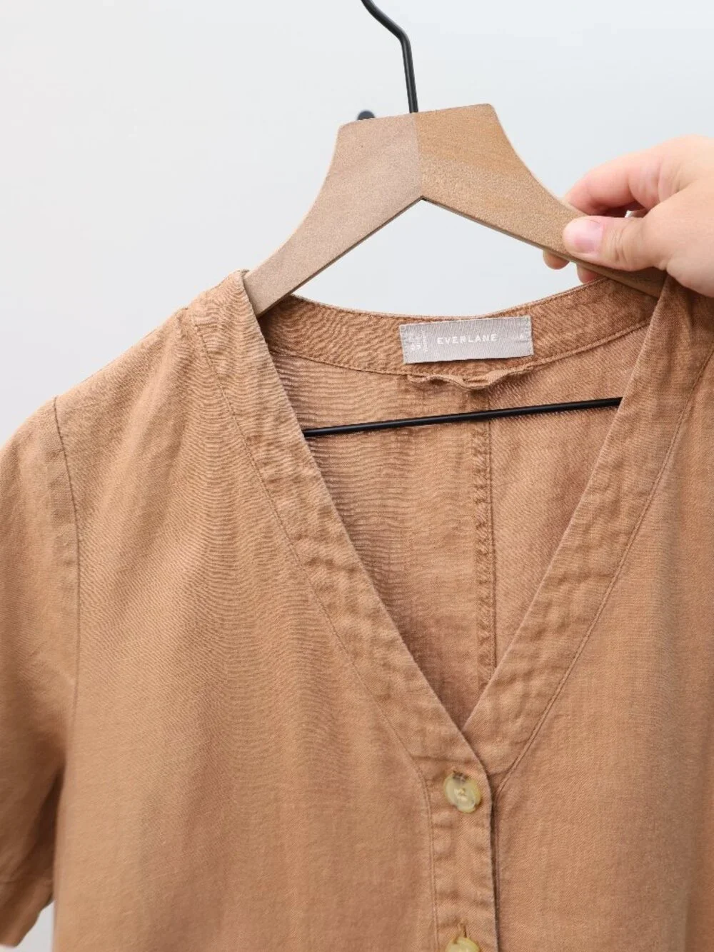 Everlane Everlane The Linen Short Sleeve Jumpsuit Kraft Brown Size 6